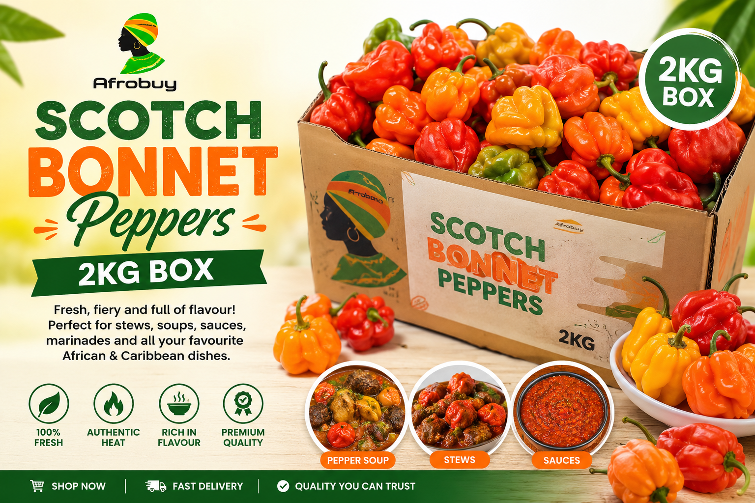 Scotch Bonnet Peppers – 2kg Box | Fresh Hot Peppers
