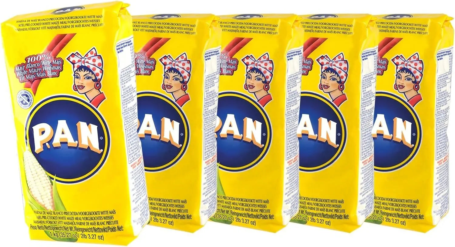 Harina PAN Pre-Cooked White Maize Meal - 1kg x 5