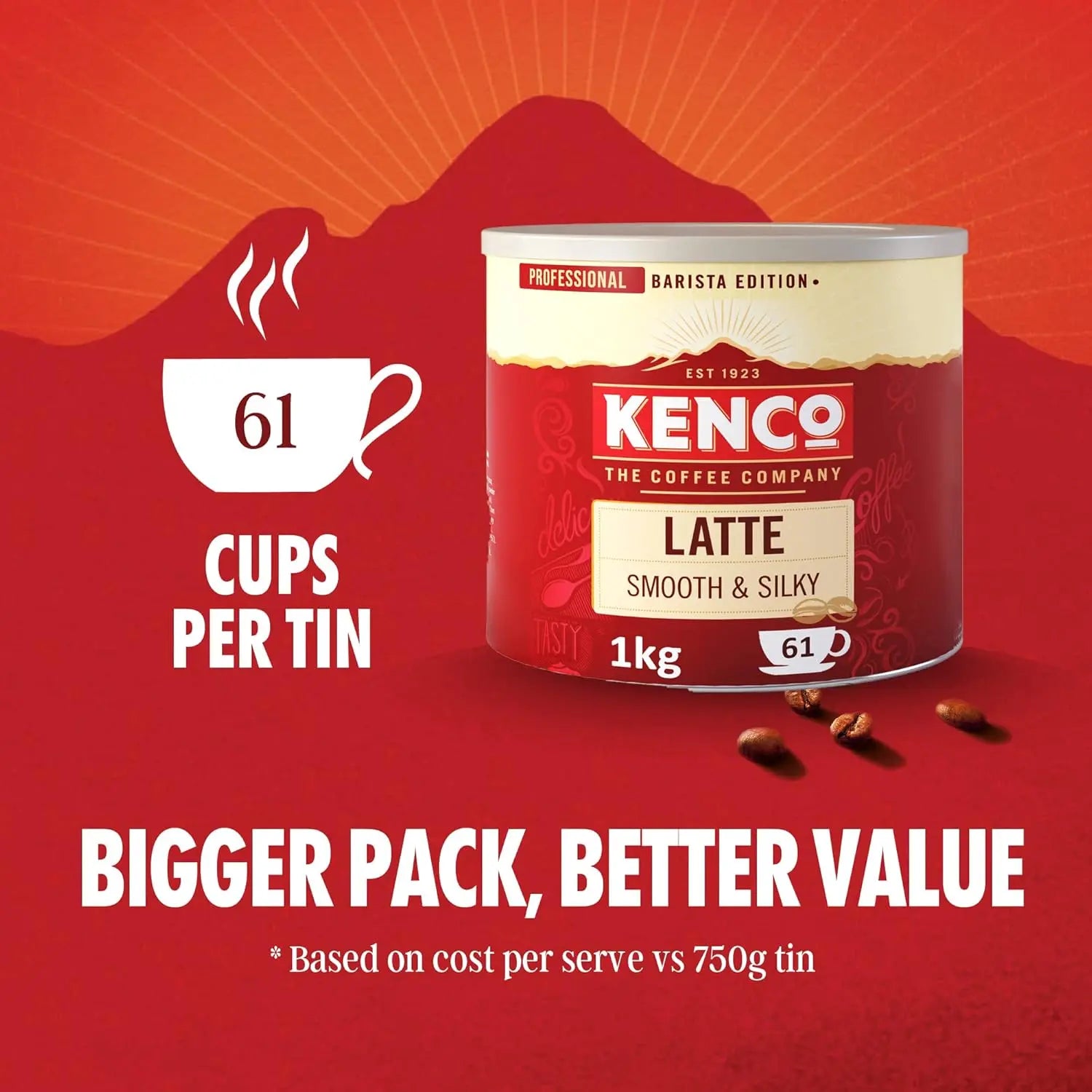 Kenco Latte Instant Coffee 1kg - Tin 1kg
