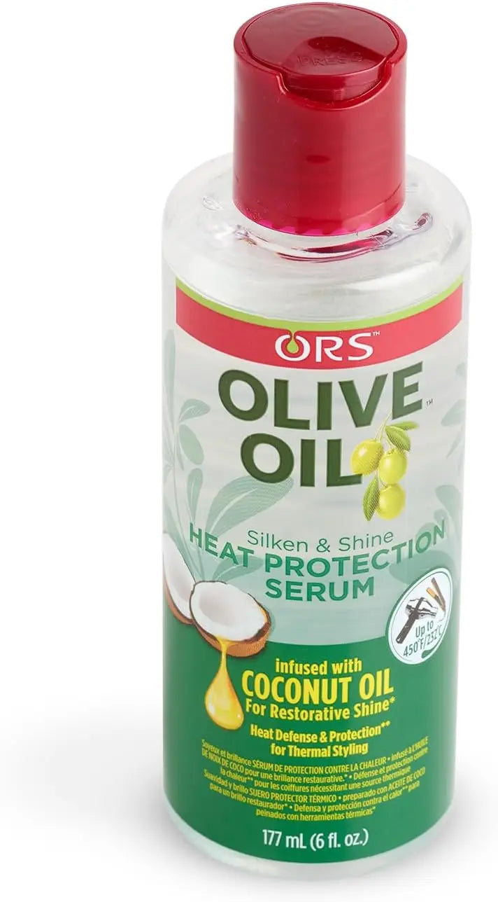 ORS Olive Oil Heat Protection Hair Serum - 177 ml, Infused With Coconut Oil, For Restorative Shine, With Frizz Free & Fast Drying Formula