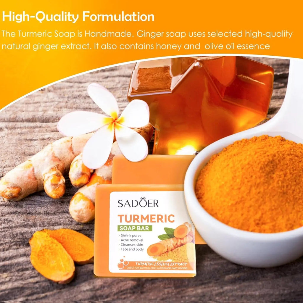 Turmeric Soap Turmeric Acne Dark Spots Smooth Skin, Handmade Soap Bar Pure Soap Bar For Face & Body, Skincare Face Care, Moisturizing, Blackhead Corrector Remover, Moisturizing Erase Fine Lines(1 PCS)